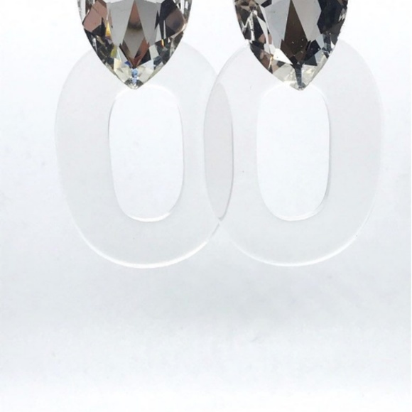 Crystal Clear Bold Acetate Earrings - Picture 2 of 3